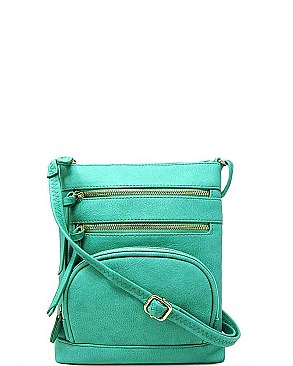 STYLISH FAUX LEATHER MULTI POCKET FASHION CROSSBODY BAG JYWU-078