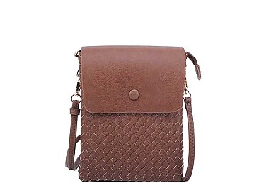 FASHION LEATHER CRISS CROSSED DESIGN CROSSBODY BAG