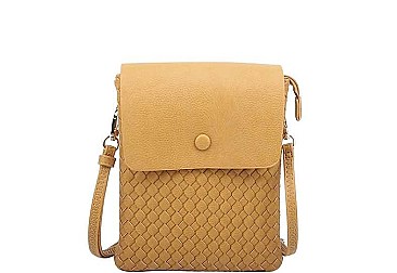 FASHION LEATHER CRISS CROSSED DESIGN CROSSBODY BAG