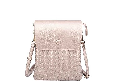 FASHION LEATHER CRISS CROSSED DESIGN CROSSBODY BAG