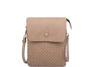 FASHION LEATHER CRISS CROSSED DESIGN CROSSBODY BAG