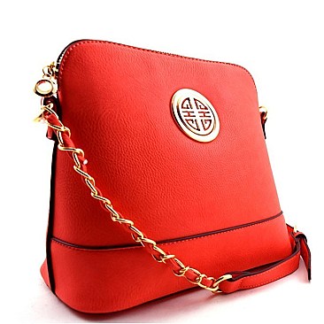 Fashion Emblem Chained Strap Dome Messenger