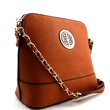 Fashion Emblem Chained Strap Dome Messenger