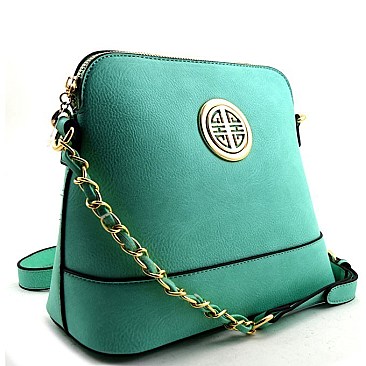 Fashion Emblem Chained Strap Dome Messenger