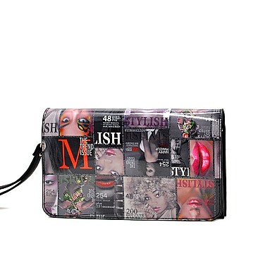 Magazine Picture Clutch Messenger Bag