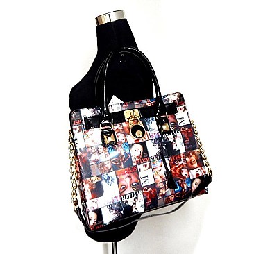 Padlock Accented Tote Magazine Print