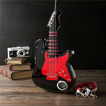 Guitar Shaped Bluetooth Speaker Cross Body - Shoulder Bags With Multimedia Player Radio