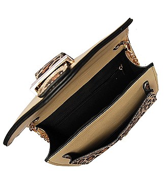 SNAKE PRINT ELSY SHOULDER BAG