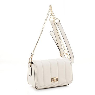 Chevron Quilted Turn Lock Crossbody