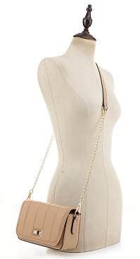 Chevron Quilted Turn Lock Crossbody