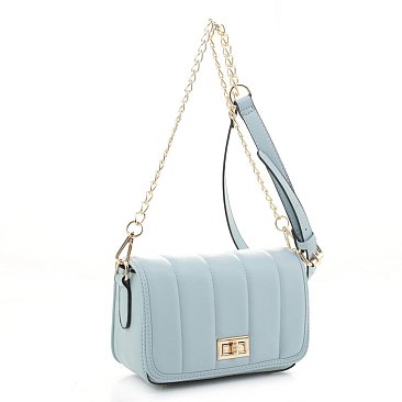 Chevron Quilted Turn Lock Crossbody