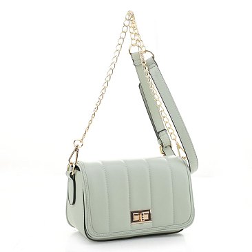 Chevron Quilted Turn Lock Crossbody