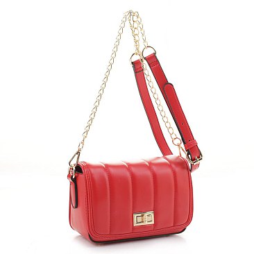 Chevron Quilted Turn Lock Crossbody