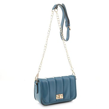 Chevron Quilted Turn Lock Crossbody