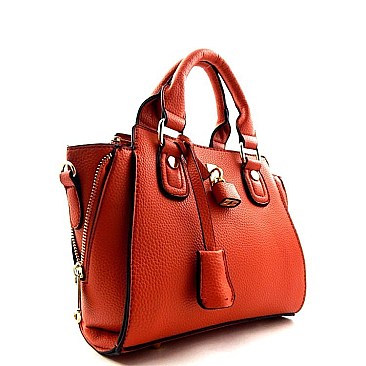 Padlock Accented & Zippered Side Detail Small Satchel