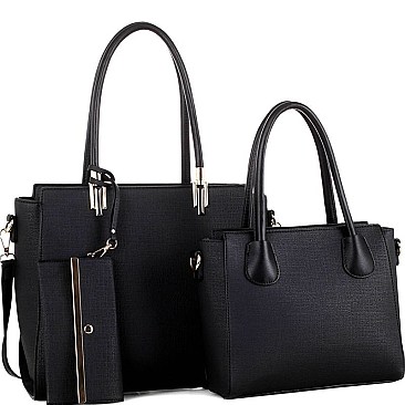 Hardware Accent Textured 3 in 1 Twin Tote Value Set