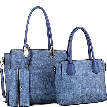 Hardware Accent Textured 3 in 1 Twin Tote Value Set