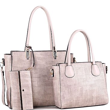 Hardware Accent Textured 3 in 1 Twin Tote Value Set