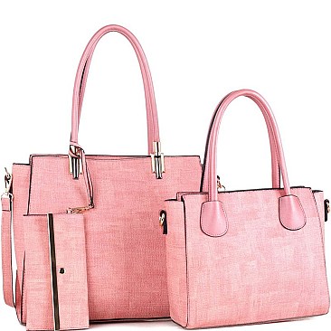 Hardware Accent Textured 3 in 1 Twin Tote Value Set