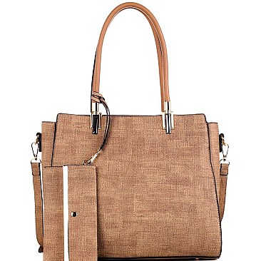 Hardware Accent Textured 3 in 1 Twin Tote Value Set