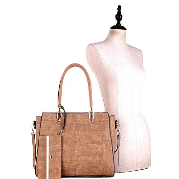 Hardware Accent Textured 3 in 1 Twin Tote Value Set