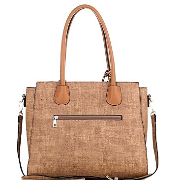Hardware Accent Textured 3 in 1 Twin Tote Value Set
