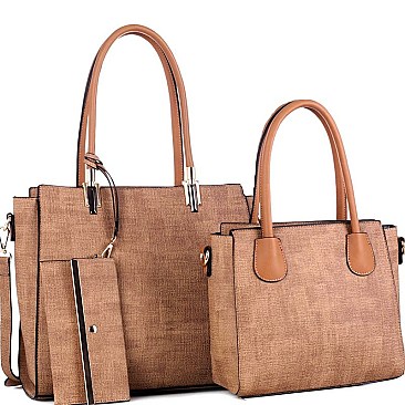 Hardware Accent Textured 3 in 1 Twin Tote Value Set