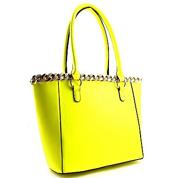 Classic Top Chain Accent Bucket Tote