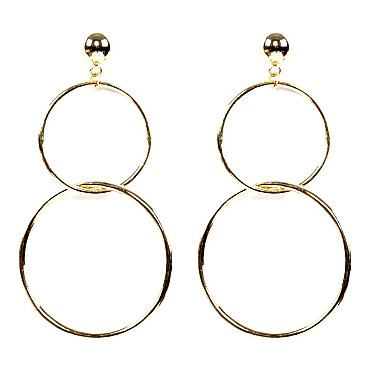 XE1627-LP Layered Double Ring Metal Earring