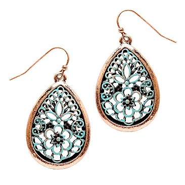 XE1735-LP Metal Filigree Teardrop Earring