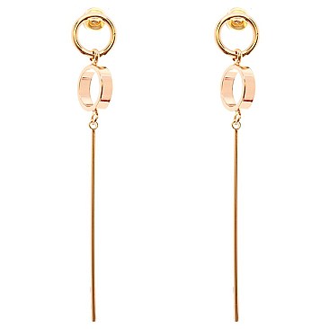 XE1808-LP Linked Double Hook Metal Geometric Bar Post Earring