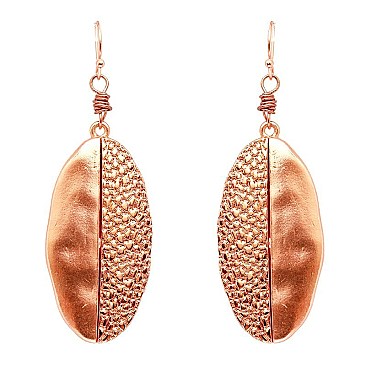 XE1947-LP Texture Metal Geometric Oval Fishhook Earring