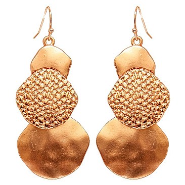 XE1949-LP Hammered Textured Metal Geometric Earring