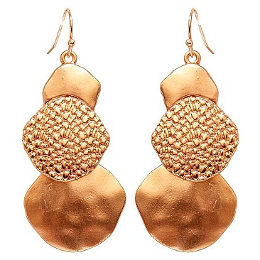 XE1949-LP Hammered Textured Metal Geometric Earring