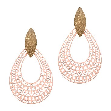Fashionable Color-coated Metal Filigree Open-cut Teardrop Earring MH-XE2276