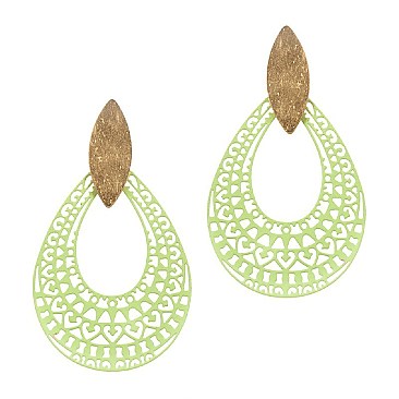 Fashionable Color-coated Metal Filigree Open-cut Teardrop Earring MH-XE2276