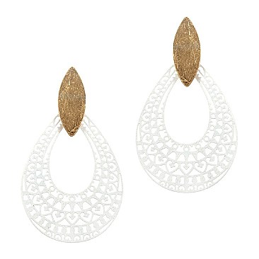 Fashionable Color-coated Metal Filigree Open-cut Teardrop Earring MH-XE2276