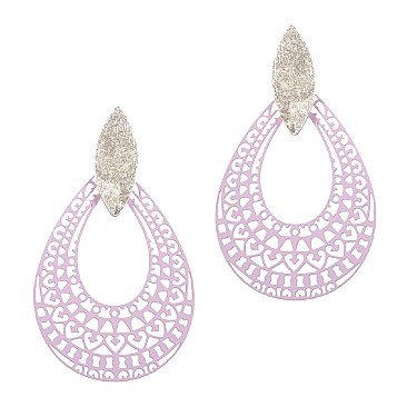 Fashionable Color-coated Metal Filigree Open-cut Teardrop Earring MH-XE2276