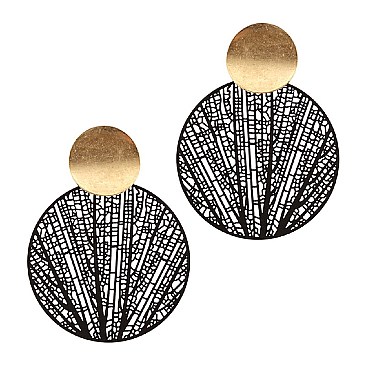 Fashionable Color-coated Metal Round Filigree Post Earring MH-XE2279