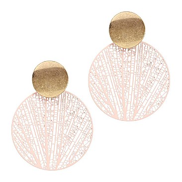 Fashionable Color-coated Metal Round Filigree Post Earring MH-XE2279