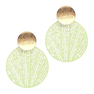 Fashionable Color-coated Metal Round Filigree Post Earring MH-XE2279