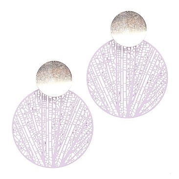 Fashionable Color-coated Metal Round Filigree Post Earring MH-XE2279