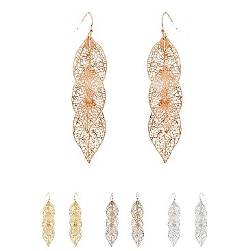 3 LAYERED FILIGREE DROP EARRING