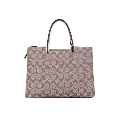 2-IN1 Oval Print Round Handle Satchel W Wallet Set
