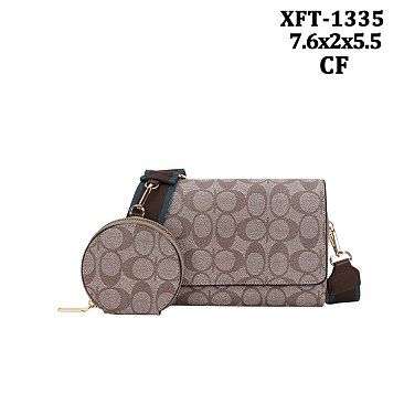 coffee Cross-Body Bag W Coin Purse Pouch Set