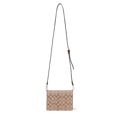 Oval Pattern Print Multi-Compartment Crossbody Bag