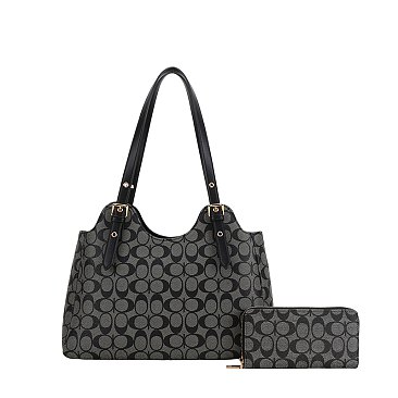 2-in-1 Oval Design Satchel Wallet Set