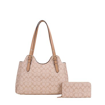 2-in-1 Oval Design Satchel Wallet Set