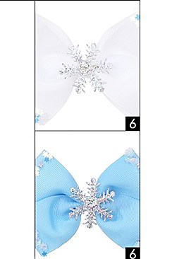 Pack of 12 Cute Assorted Snowflake Hair Bow Clip