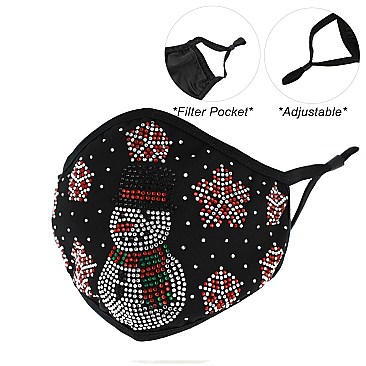 Holiday Themed Snowman Bling Mask